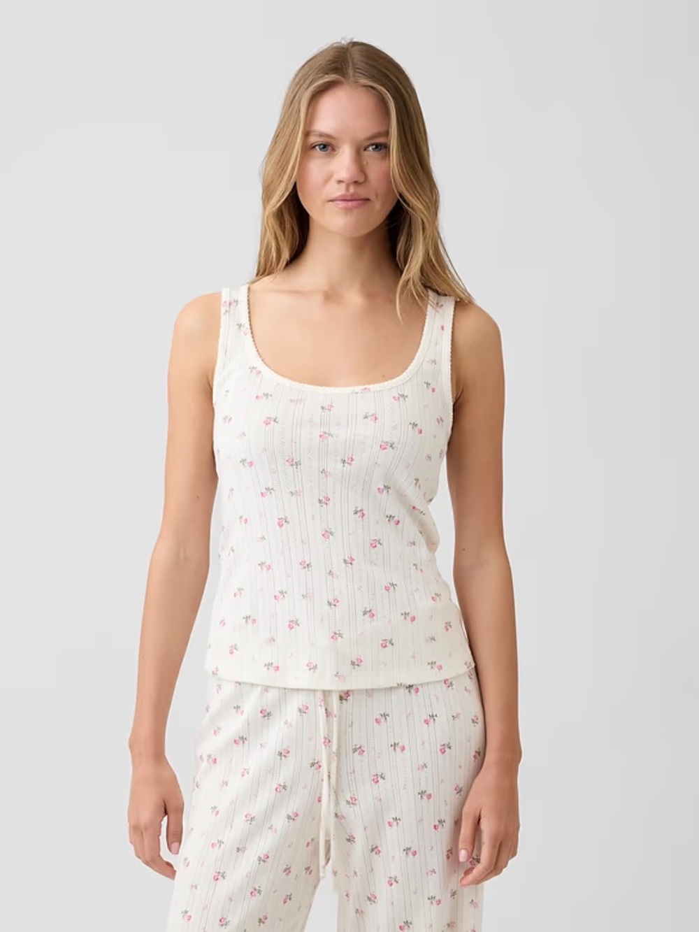 GAP Pointelle PJ Set | Tank Top + Wide Leg Pant - Picture 2 of 13
